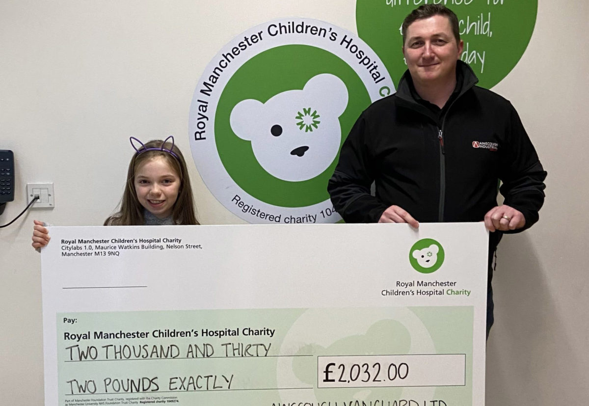 Royal Manchester Childrens Hospital Wigan giant cheque pic